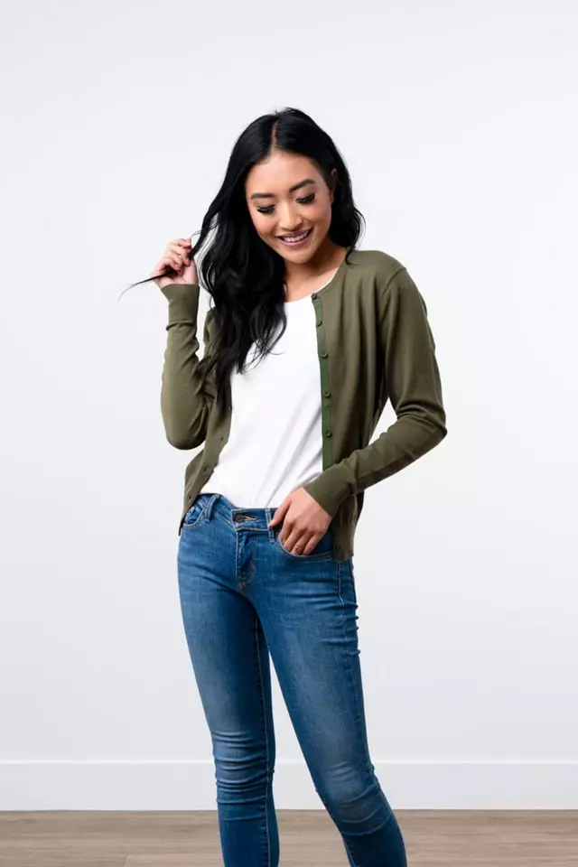 Sweet Salt Round Neck Cardigan Top Olive Green 3 Sweet Salt Round Neck Cardigan Top Olive Green