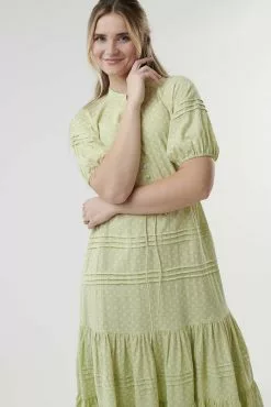 Sweet Salt Dress Raglan Puff Short Sleeve Green