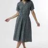 Sweet Salt Elastic Waist Puff Sleeve Dress Blue Floral -Modest Clothing Sales 1387582 P Elastic Waist Puff Sleeve Dress Blue Floral 467527