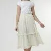 Sweet Salt Elastic Waist Ruffle Skirt White Floral -Modest Clothing Sales 1388930 P Elastic Waist Ruffle Skirt White Floral 167012