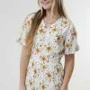 Sweet Salt Dress V Neck Yoke Top Orange Floral -Modest Clothing Sales 1389616 P Dress V Neck Yoke Top Orange Floral 166198