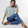 Sweet Salt Top Round Neck Rolled Cuff Sleeve Teal -Modest Clothing Sales 1393200 P Top Round Neck Rolled Cuff Sleeve Teal 468852