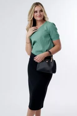 Sweet Salt Skirt Knit Midi Pencil Black