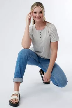 Sweet Salt Top Knit Raw Hem Sleeve Green And Cream Stripe