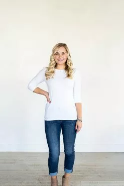 Sweet Salt Ultimate 3/4 Sleeve Tee White