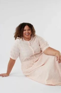 Sweet Salt Dress Hidden Placket Accordion Skirt Pink