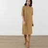 Sweet Salt Dress 3/4 Bishop Sleeve Mustard Ivory -Modest Clothing Sales Dress203 420Bishop20Sleeve20Mustard20Ivory 7442
