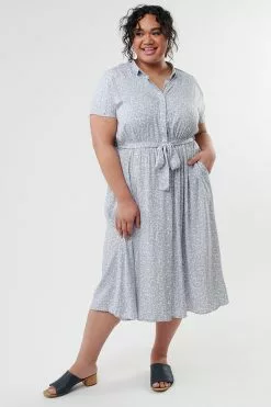 Sweet Salt Dress Collar Neck Dolman Sleeve Gray