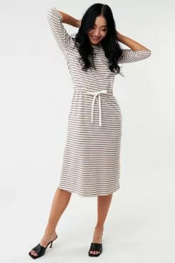 Sweet Salt Dress Drawstring Waist Multistripe