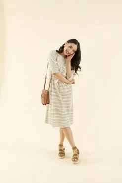 Sweet Salt Dress Drop Shoulder Waist String Green