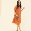 Sweet Salt Dress Embroidered Yoke Orange -Modest Clothing Sales Dress20Embroidered20Yoke20Orange 18906