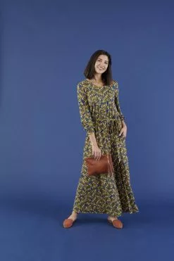 Sweet Salt Dress Puffed Long Sleeve Maxi Teal Floral