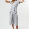 Sweet Salt Dress V Neck Cuffed Sleeve Patch Pocket Gray -Modest Clothing Sales Dress20V20Neck20Cuffed20Slv20Patch20Pocket20Gray2045233