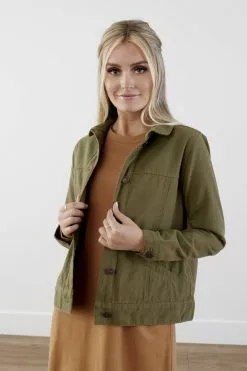 Sweet Salt Rounded-Collar Jacket Olive Green