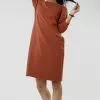 Sweet Salt Puff Sleeve Princess Line Dress Rust -Modest Clothing Sales Puff Sleeve Princess Line Dress Rust 55336