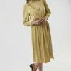 Sweet Salt Ruffle Neck And Trim Dress Mustard -Modest Clothing Sales Ruffle Neck and Trim Dress Mustard 359779
