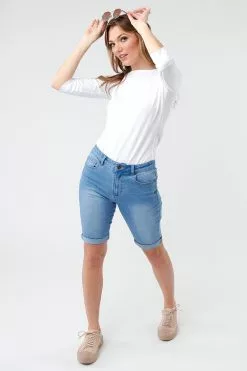 Sweet Salt Shorts Denim Cuffed Bermuda Light Wash