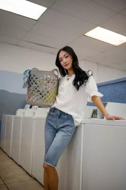 Sweet Salt Shorts Frayed Hem Bermuda Medium Wash