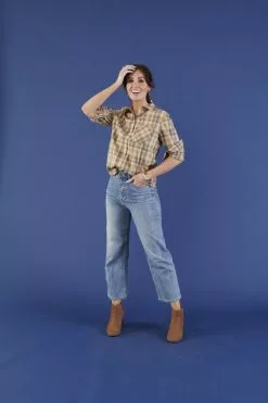 Sweet Salt Top Oversized Button Down Brown Black