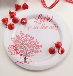 Love Is In The Air Plate White Melamine 9 In