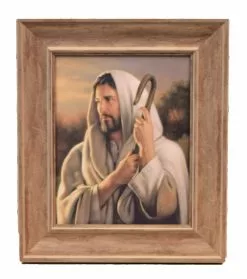 Simon Dewey Good Shepherd 12x14 Brown Frame