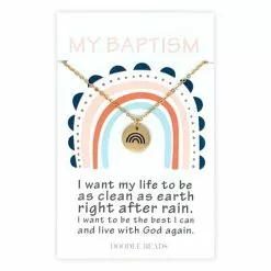 Doodle Beads Necklace Baptism Rainbow Gold