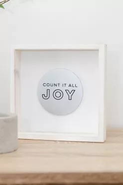 Count It All Joy Decor White Silver 8x8 Inch