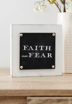 Faith Over Fear Decor White Black