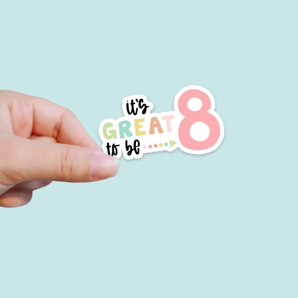 Doodle Beads Sticker It's Great To Be 8 Pink 3 Doodle Beads Sticker It's Great To Be 8 Pink