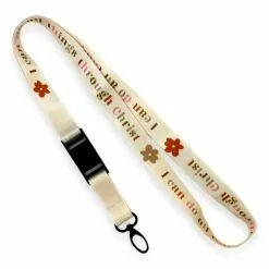 Doodle Beads Lanyard I Can Do All Things Cream Flowers