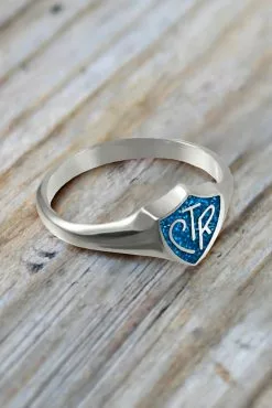 Sparkle CTR Ring Silver W/Blue Shield Sterling Silver Regular Sizes 5-10