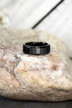 CTR Ring Obsidian Tungsten Carbide Sizes 9-13