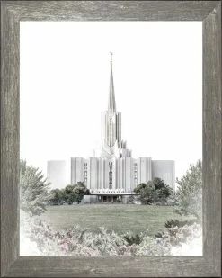 Brent Borup Jordan River Temple 15x18 Gray Frame